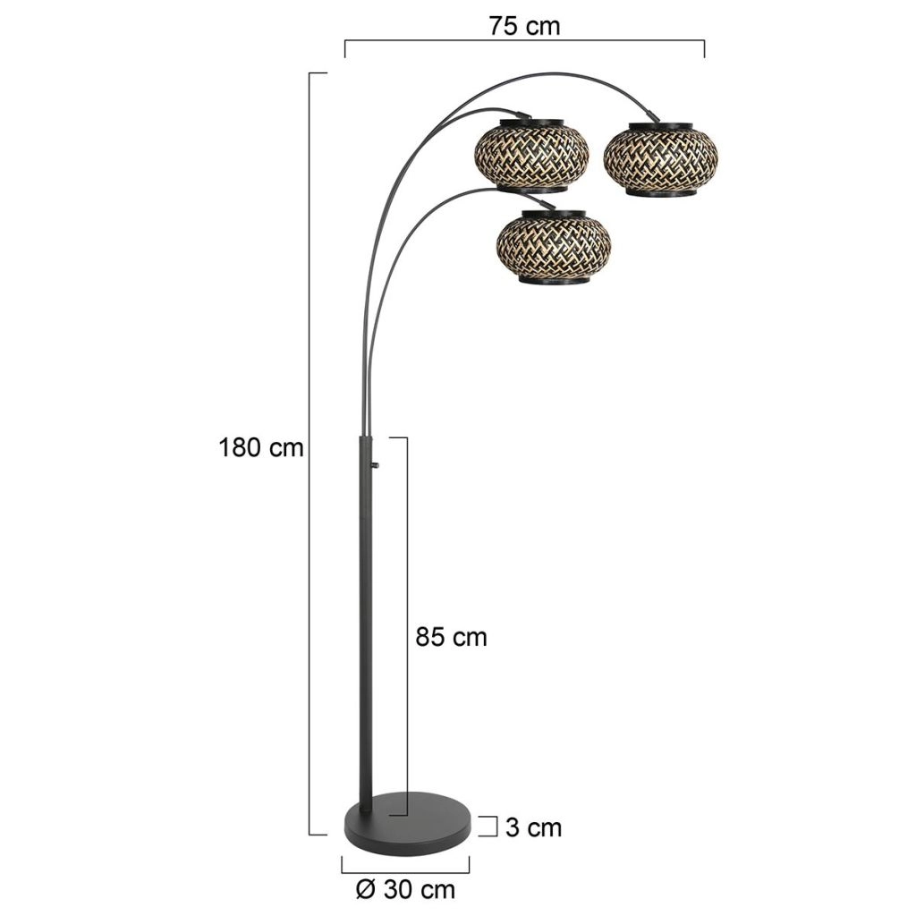 Lampe de pied Nox Light avec des capuchons de bambou Steinhauer 8712746182880