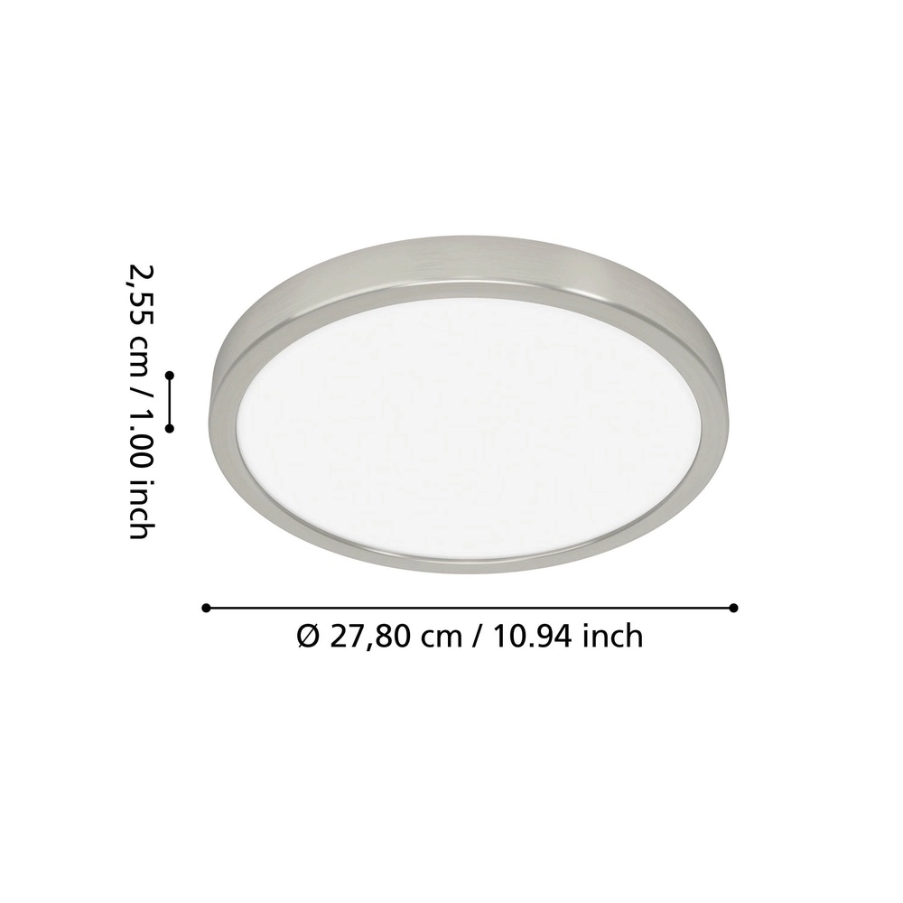 Lumière de plafond IP44 Fueva 6-Z rond - acier inoxydable - Ø 27,8 cm Eglo 9008606330614