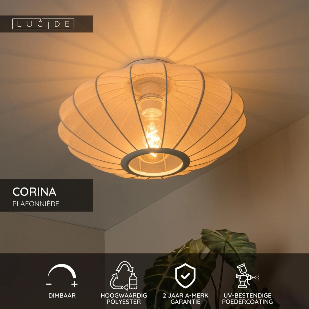 Lampe de plafond Corina brun sable Ø 40cm Lucide 5411212031990