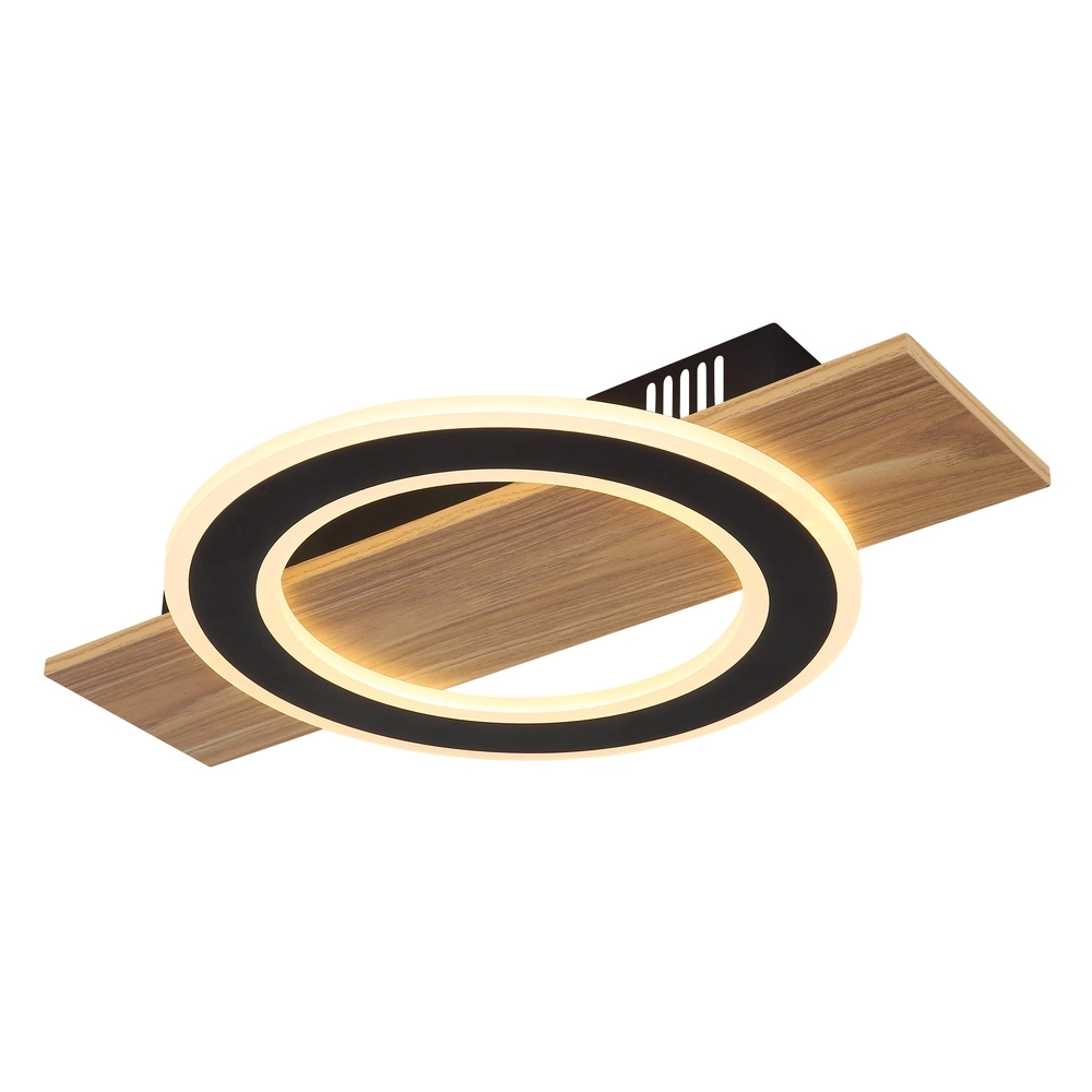 Lampe de plafond à design Jayden noir avec bois