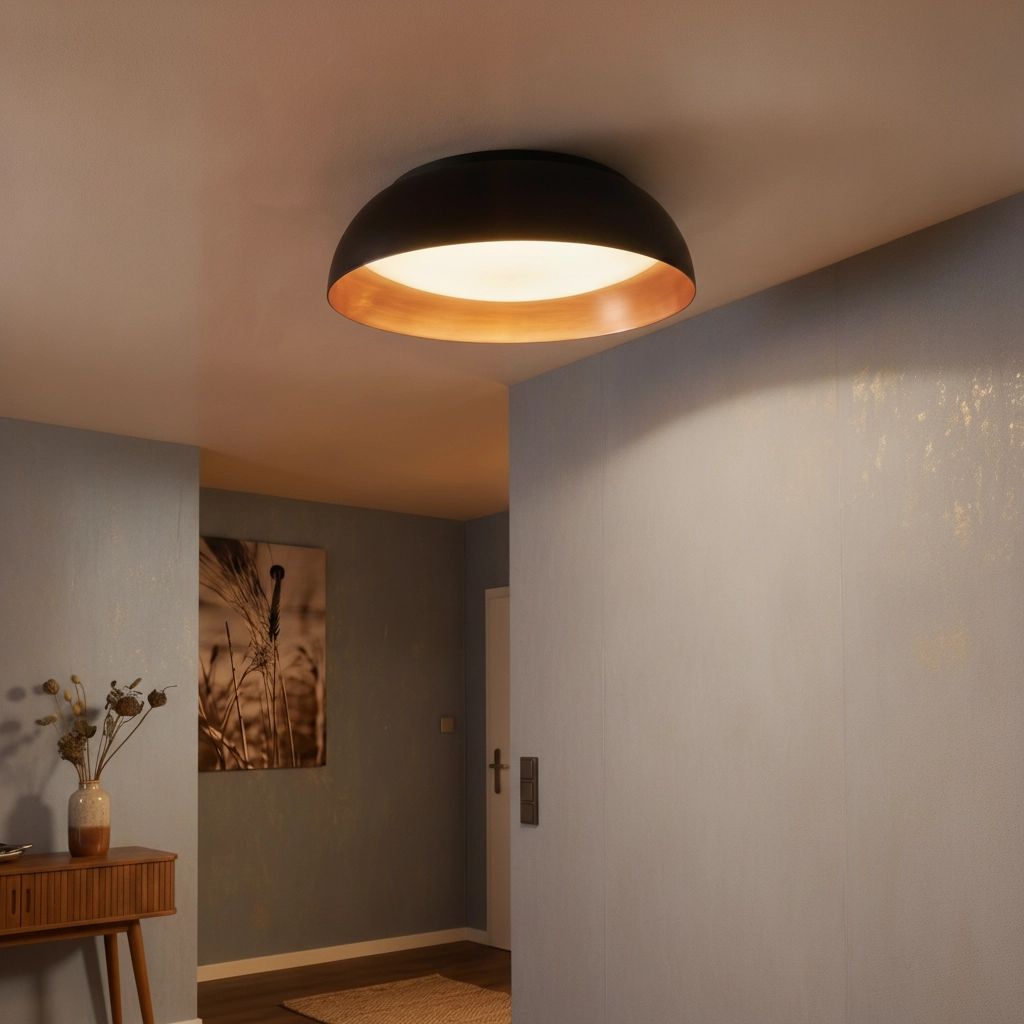 Plafonnier design Landon noir avec cuivre