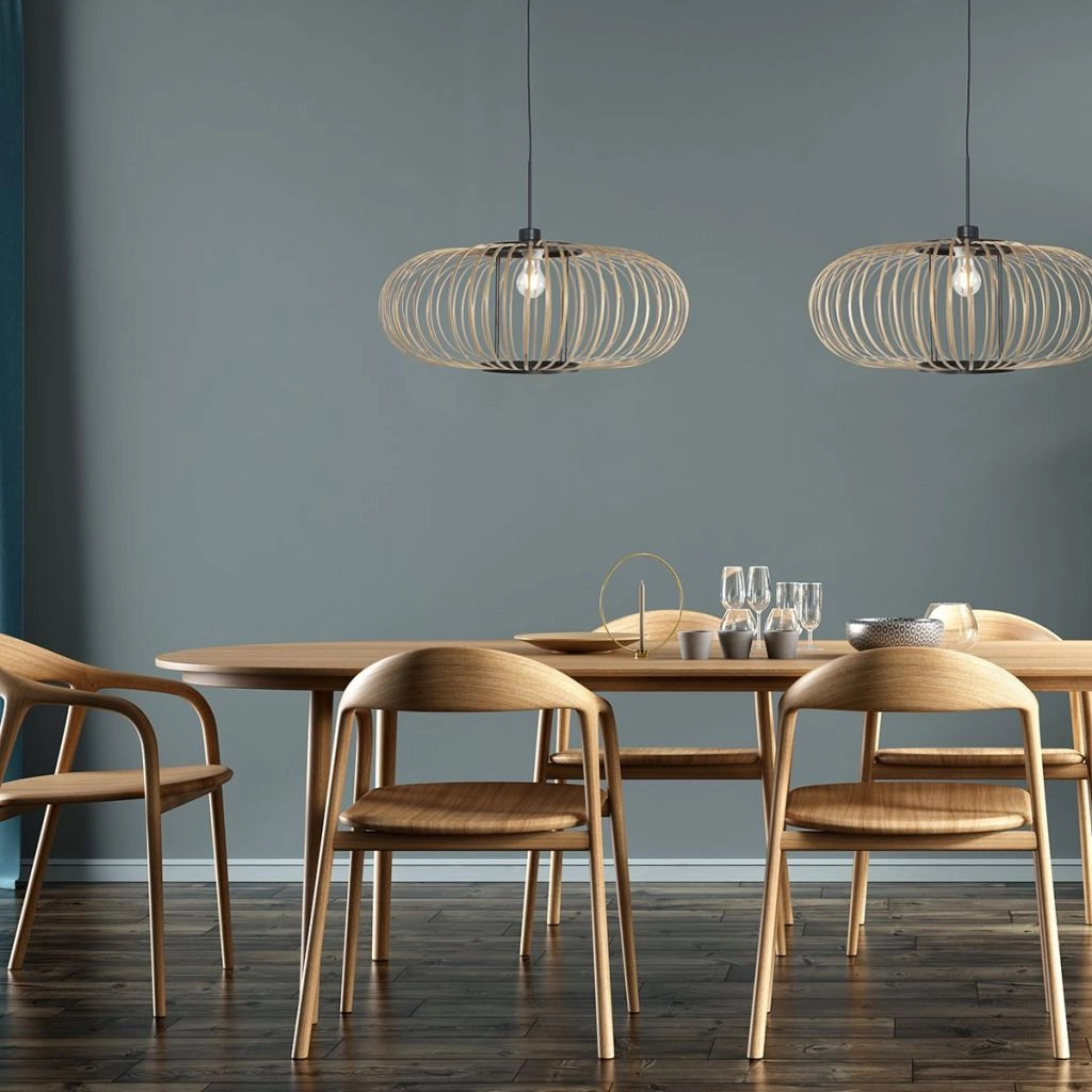 Lampe suspendue Silva avec une teinte en bambou Ø60 cm Steinhauer 8712746182743