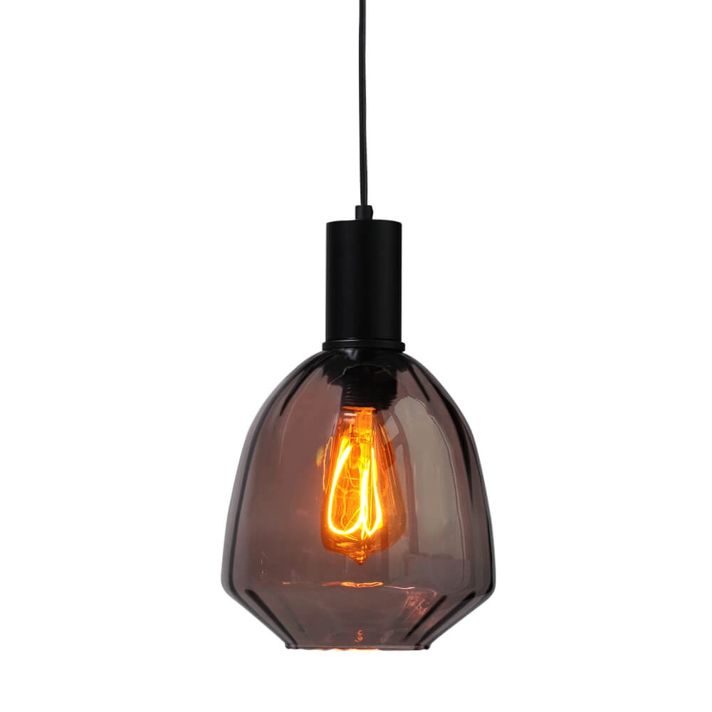 Lampe suspendue noire Porto avec verre rouge Nicolette - Ø 20cm