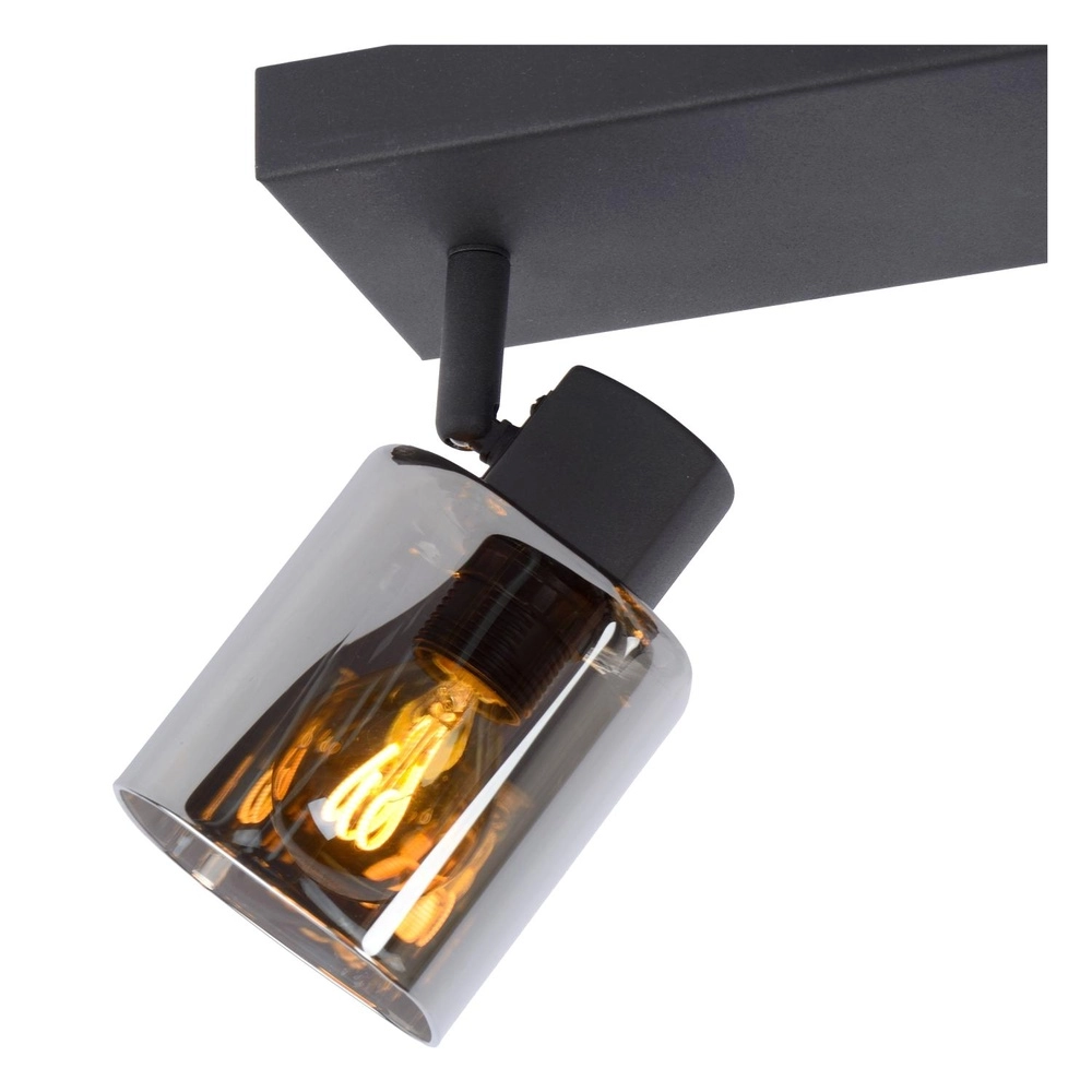 Lampe de plafond Alion Noir à 3 lumières avec verre fumé Lucide 5411212177001