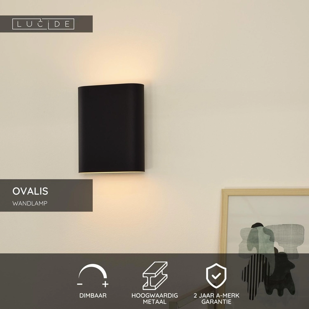 Projecteur mural noir Ovalis Conception Lucide 5411212126788