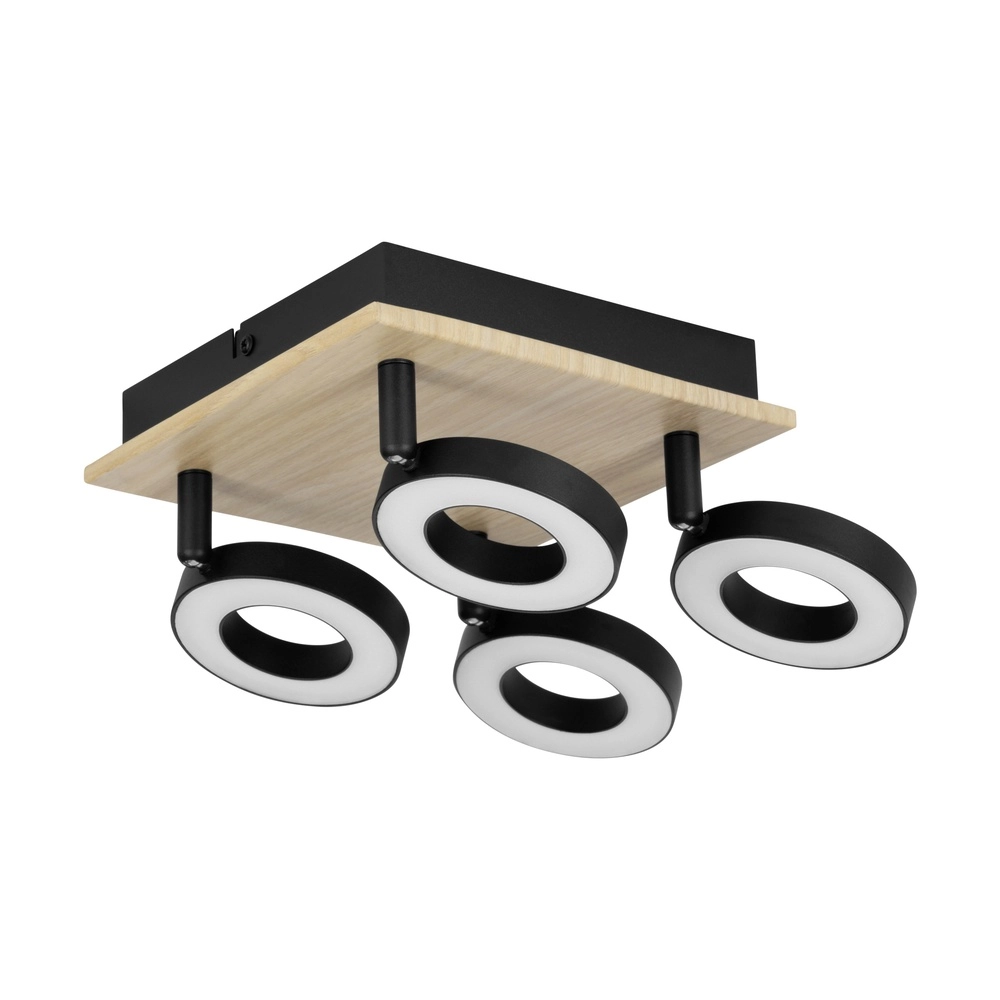 Lumière LED de plafond Rielves 4 lumières avec bois