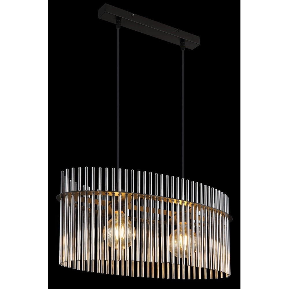 Lampe suspendue Gorley Noir avec tiges en verre fumé Globo 9007371506149