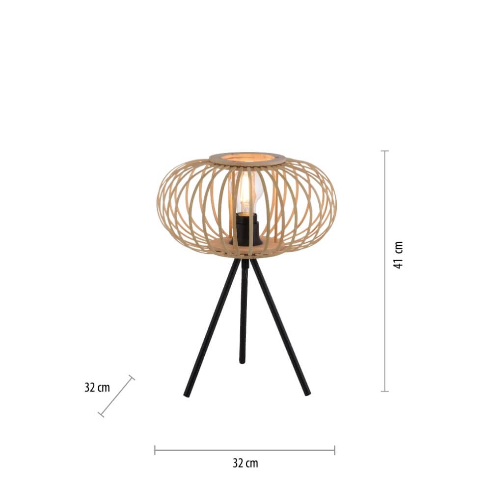 Lampe de table trépied Racoon bois Just Light 4043689987596