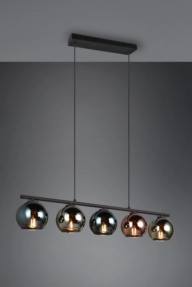 Lampe suspendue design Sheldon noir avec verre fumé Trio 4017807585254