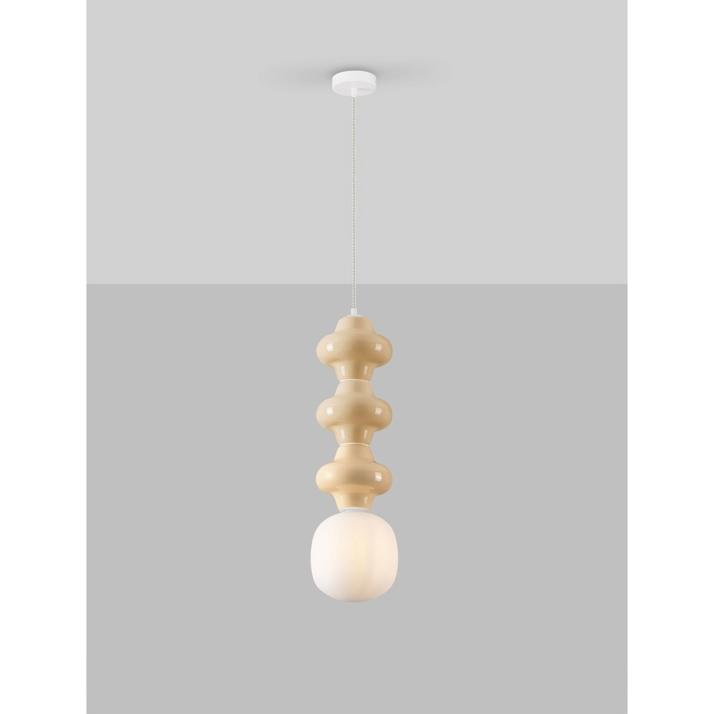 Suspension Clio L céramique jaune avec verre blanc Lyora 5212017461353