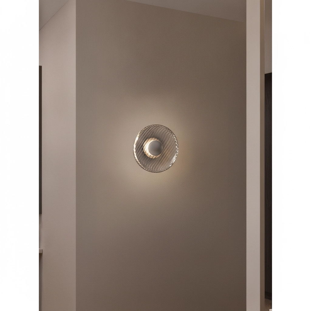 Lampe murale Lavina Gris argenté avec verre fumé Ø 25cm