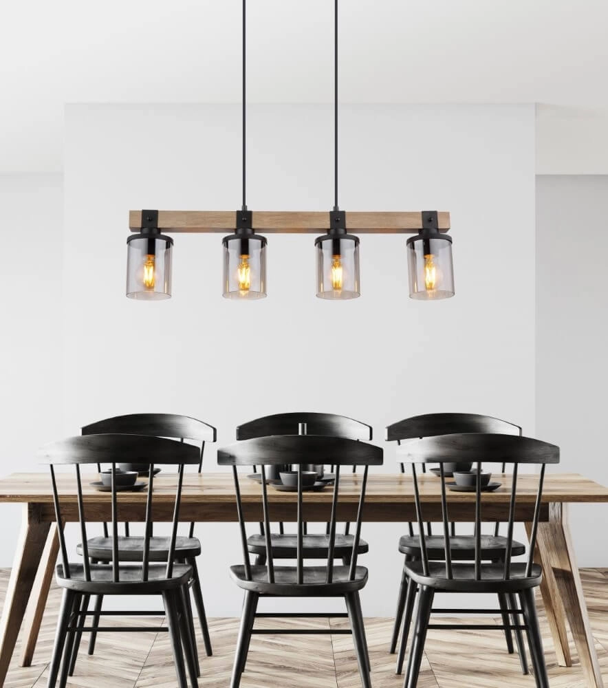 Lampe suspendue en bois Lila 4 lumières Globo 9007371431724