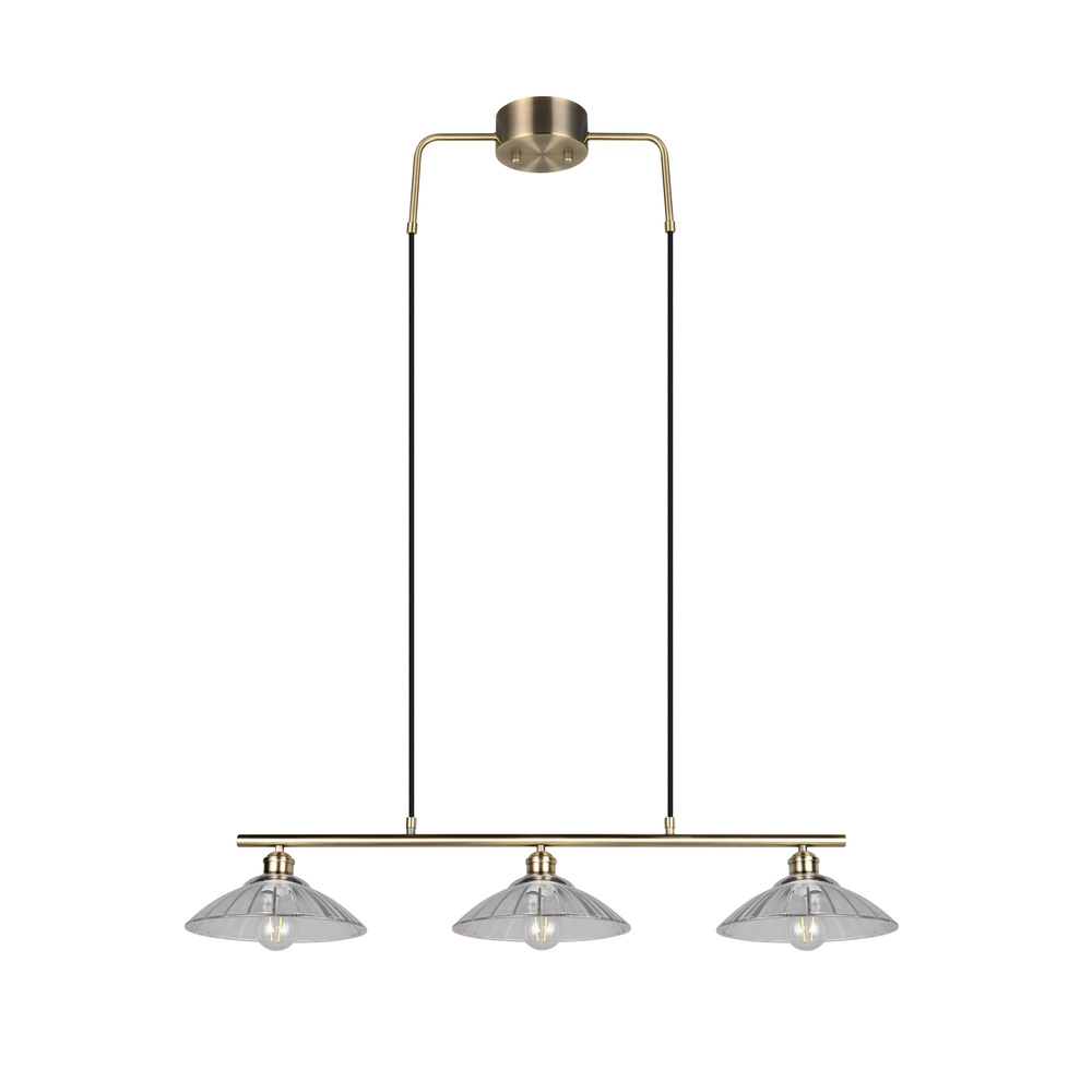 Lampe pendante classique Eluna Vieille laiton à 3 lumières Trio 4017807682526