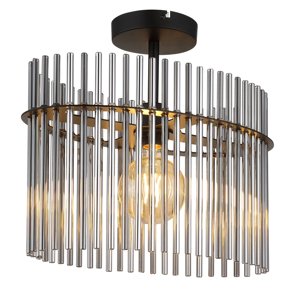 Lampe de plafond Gorley Noir simple avec tiges en verre