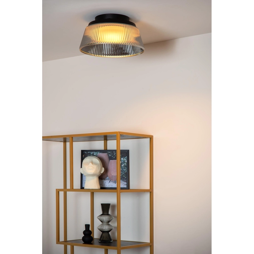 Lampe de plafond Vixi noir avec verre fumé Lucide 5411212251077
