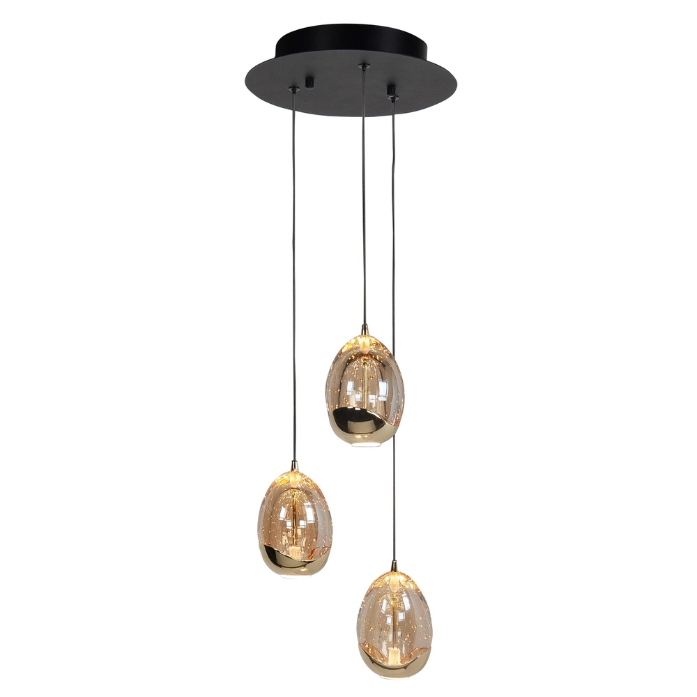 Suspension Golden Egg noir 3 lumières Suspension Golden Egg noir 3 lumières