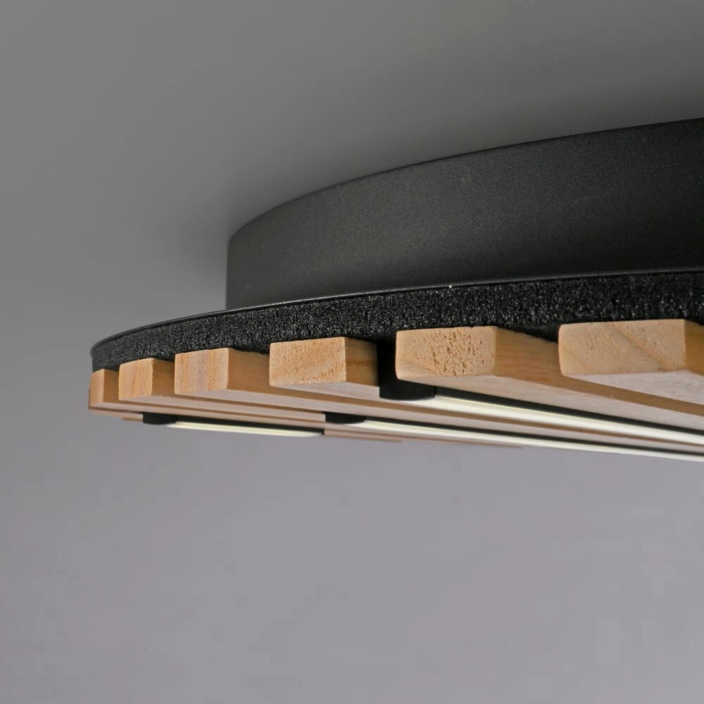 Plafonnier rond Q-Akustik Bois Ø 60cm Paul Neuhaus 4012248385364