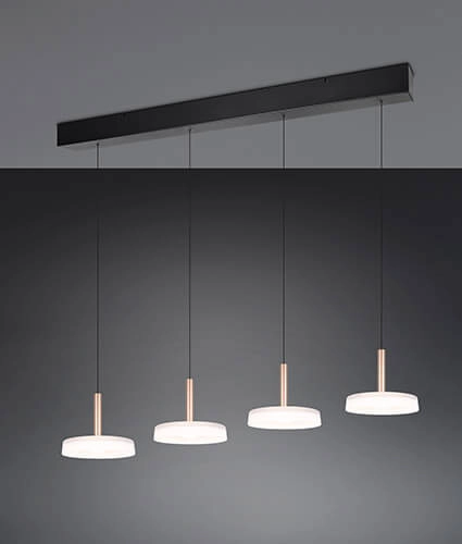 Lampe suspendue LED 4 lumières Celeste verre blanc Trio 4017807627404
