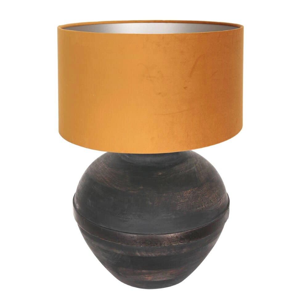 Lampe de table chic Lyons B avec abat-jour en velours doré Lampe de table chic Lyons B avec abat-jour en velours doré