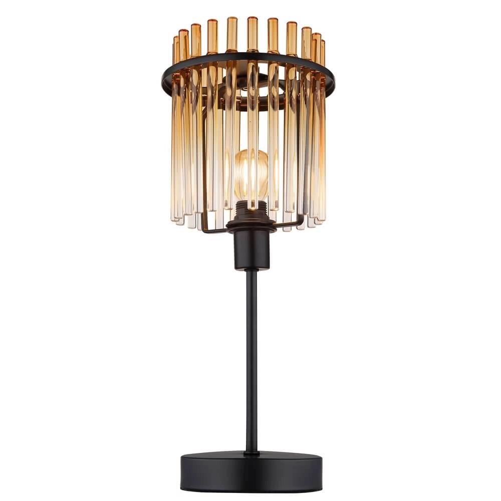 Lampe de table noire Gorley avec verre ambré Ø 15cm Globo 9007371474981