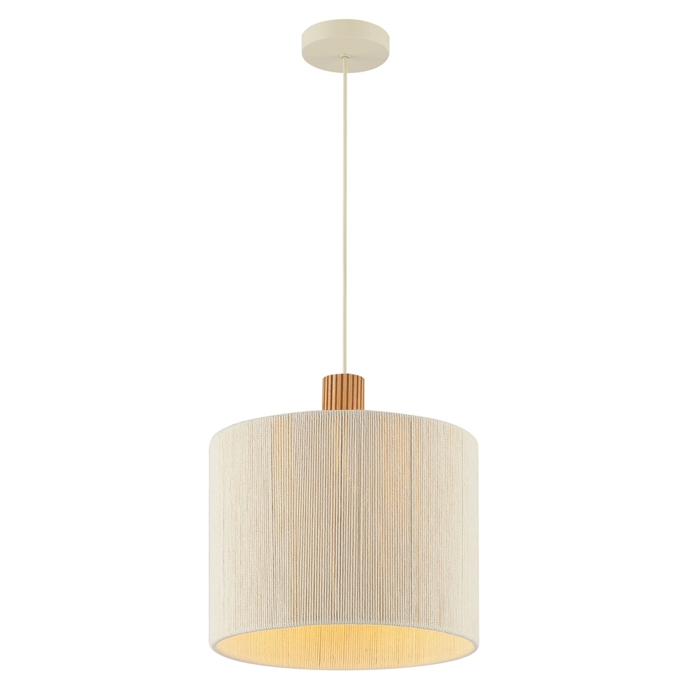 Lampe suspendue beige Arlo avec du japandi en bois Ø 35cm