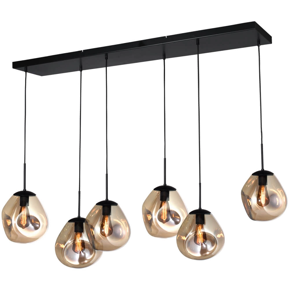 Lampe suspendue Lava 6x verre doré Ø 24cm Lampe suspendue Lava 6x verre doré Ø 24cm