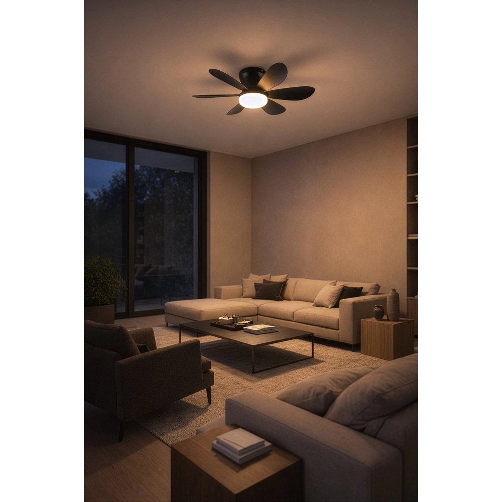 Éventail noir Lund Plafond Trio 4017807643732