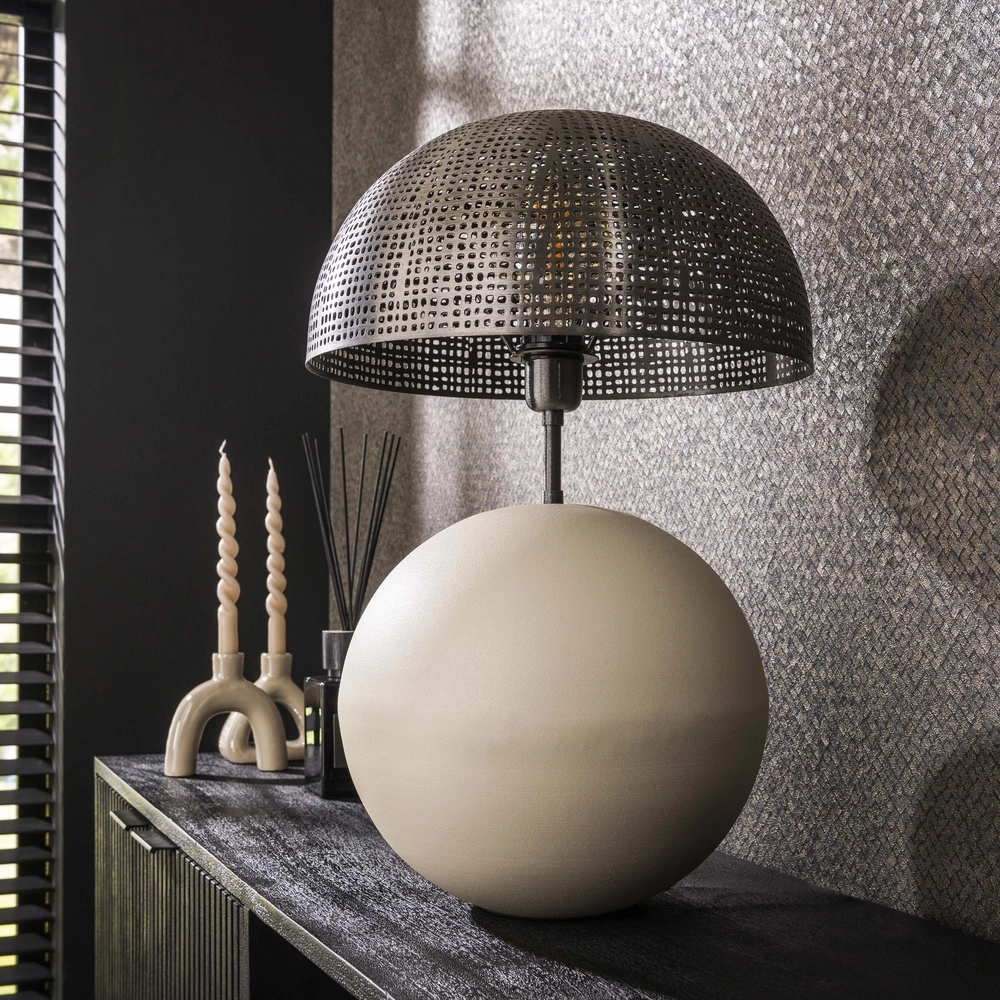 Lampe de table moderne Sphere avec base beige - Ø 36cm Lyora 8716803511521