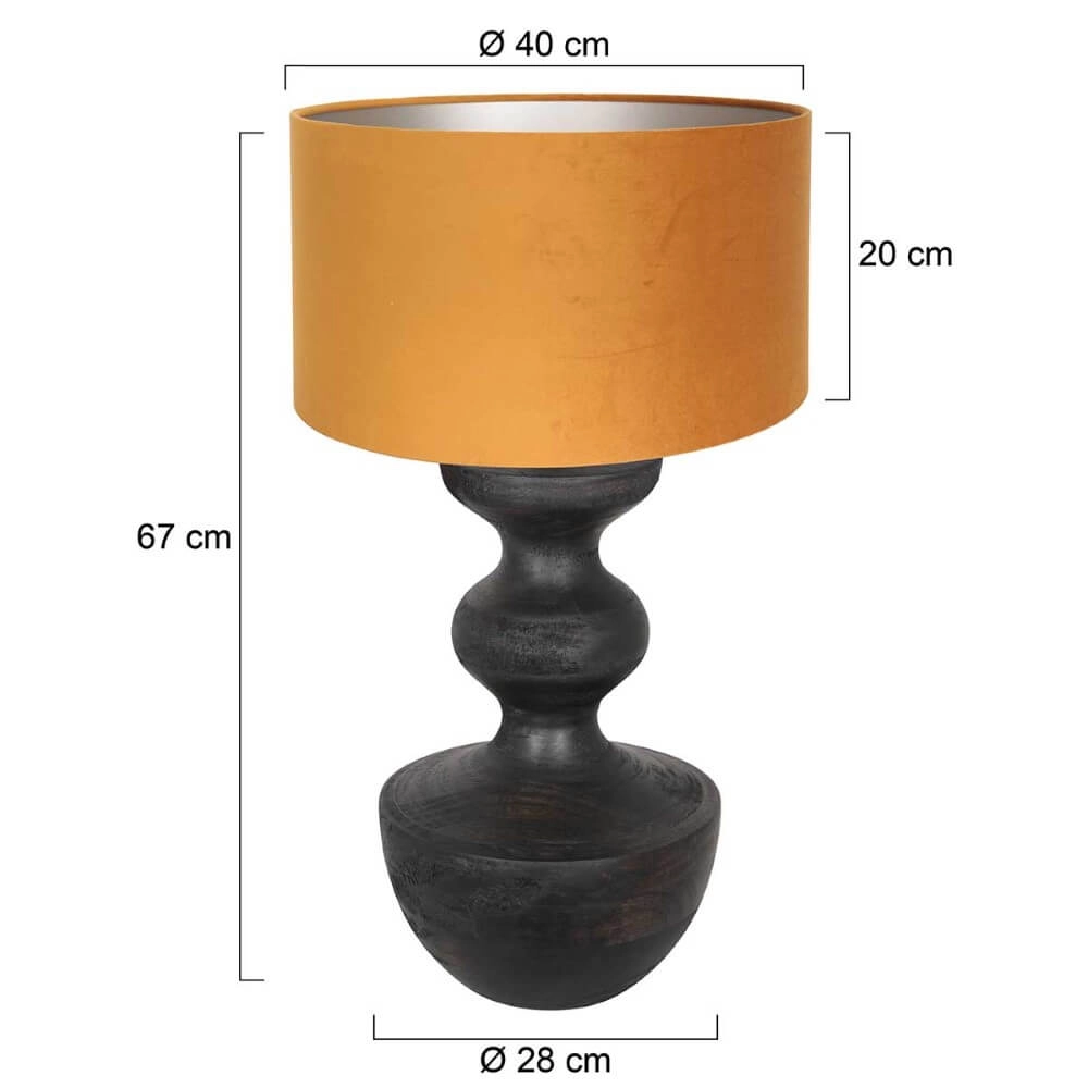 Lampe de table rurale Lyons S avec abat-jour en velours doré Steinhauer 8712746166682