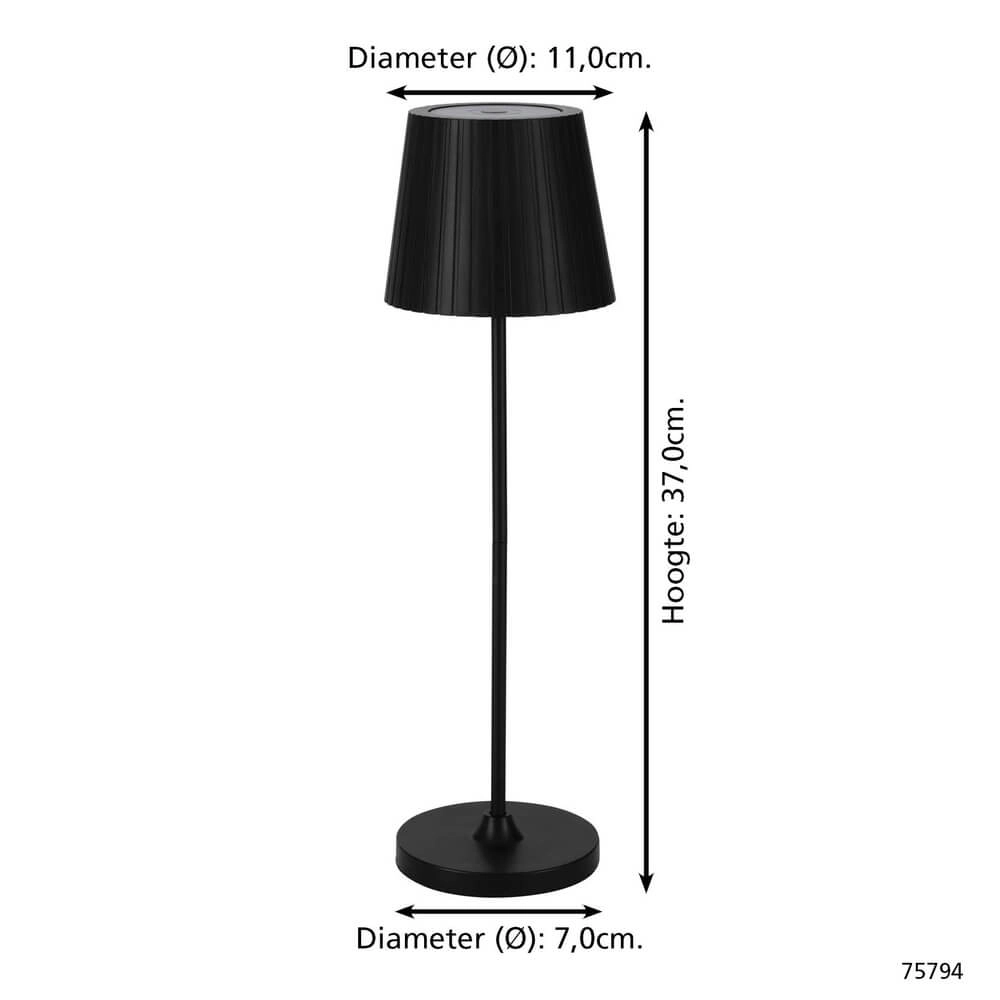 Lampe de table noire Cabozo Rechargeable Eglo 9002759757946