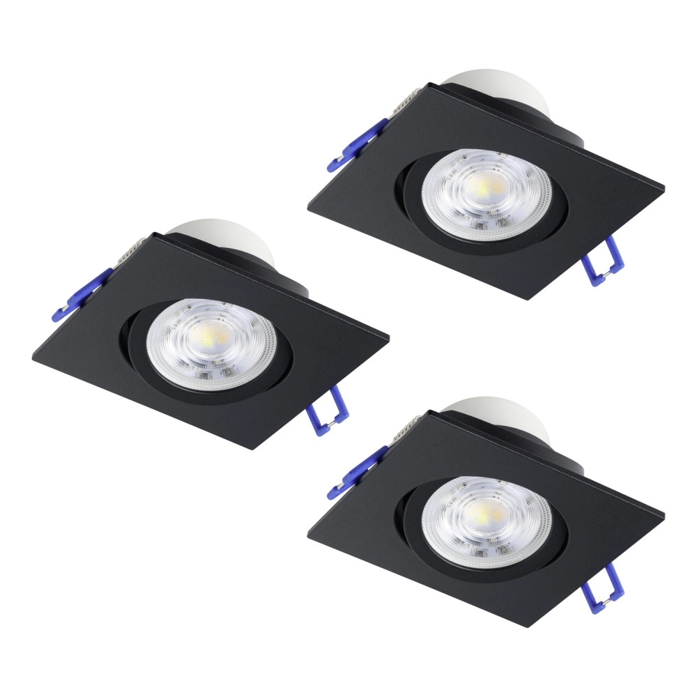 Lot de 3 spots encastrés Saliceto carré noir 6.4W Lot de 3 spots encastrés Saliceto carré noir 6.4W