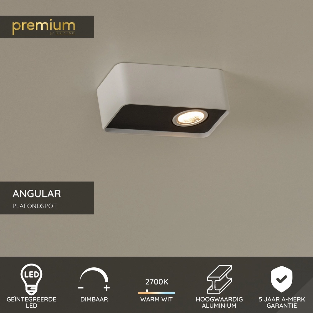 Lampe de plafond à une lumière Angular Blanc Premium by Lucide 5411212234391