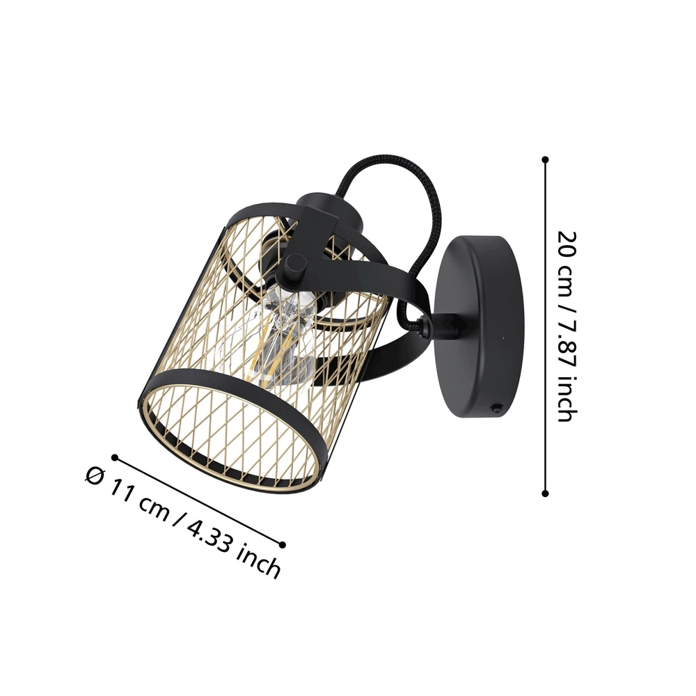 Éclairage mural Dellow noir - E27 - inclinable Eglo 9002759435318