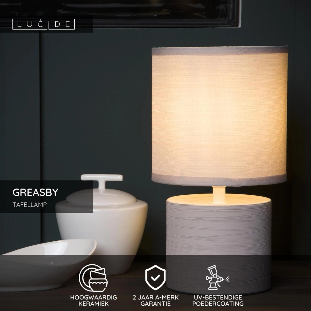 Lampe de table Greasby brun sable Ø 14cm Lucide 5411212470119