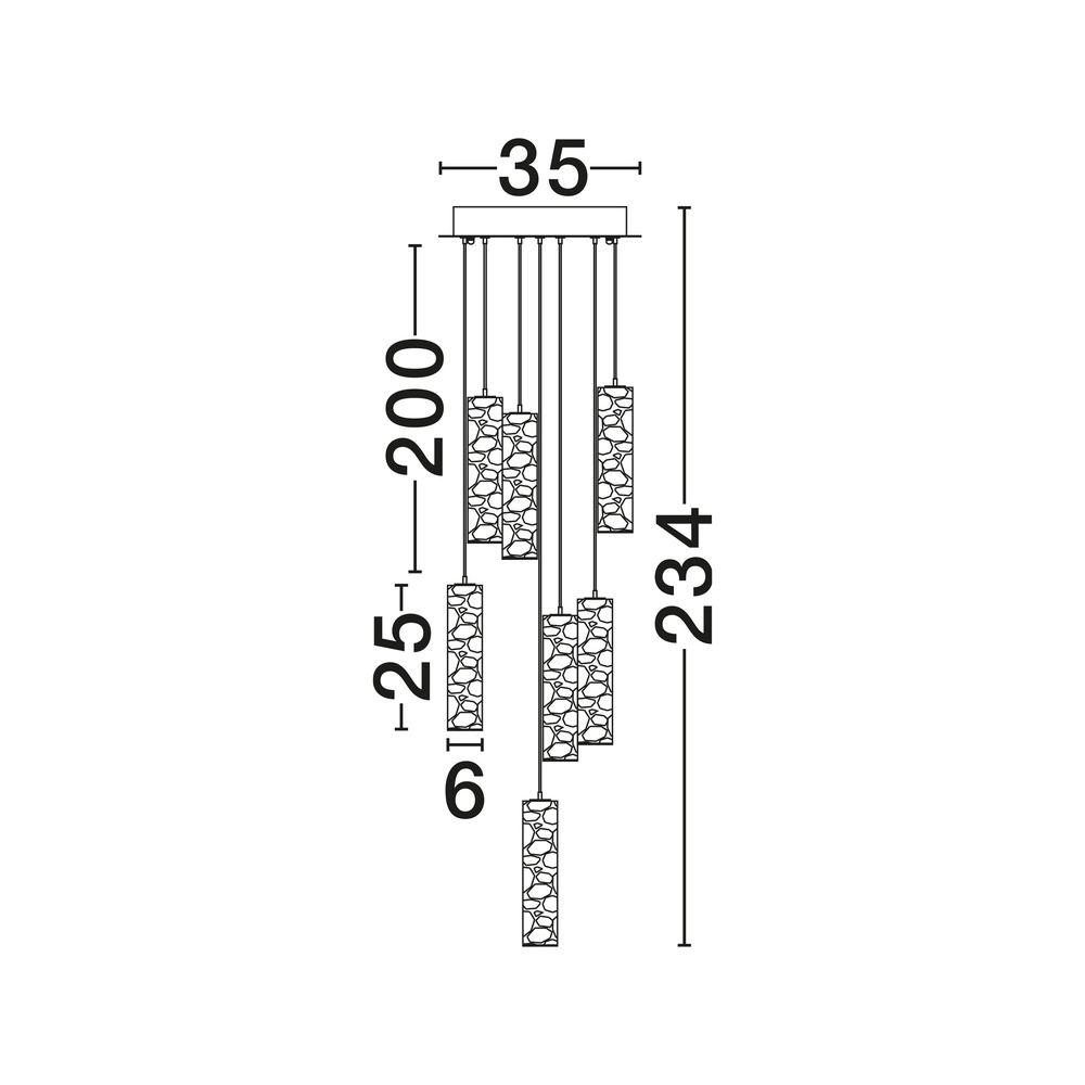Lampe suspendue Diletto Or avec 7 luminaires blancs Lyora 5212063503236