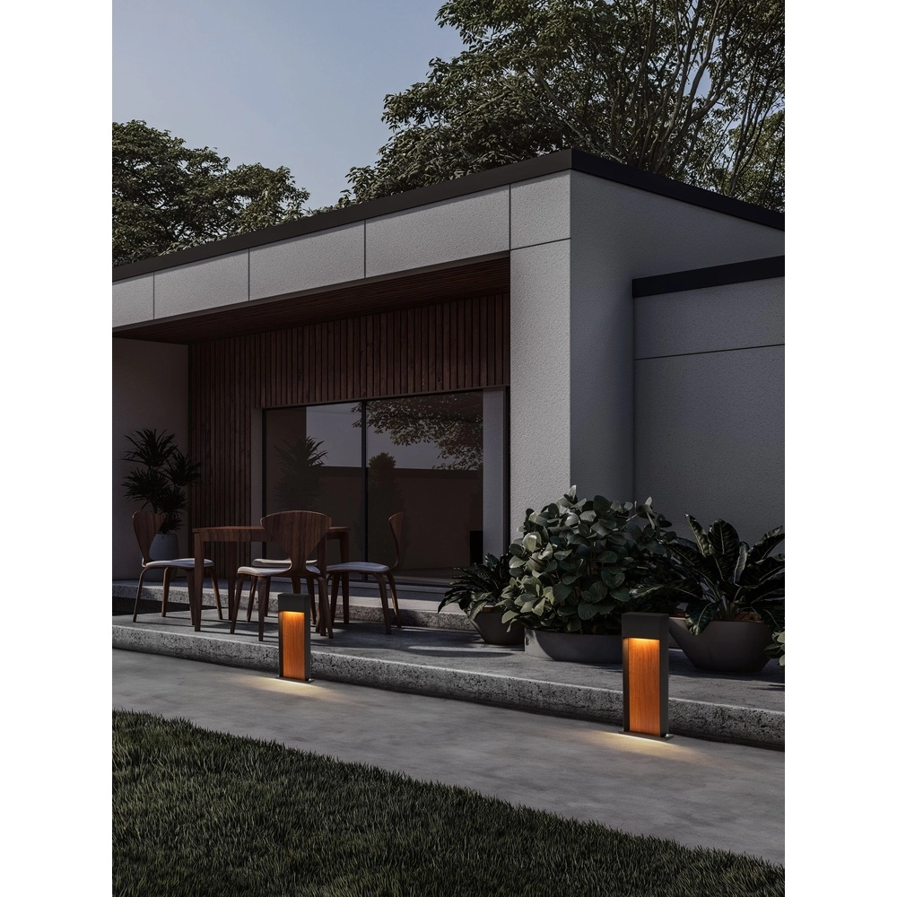 Lampe de jardin conçue Noray noir avec bois 40cm - 2700K Lyora 5212063504318