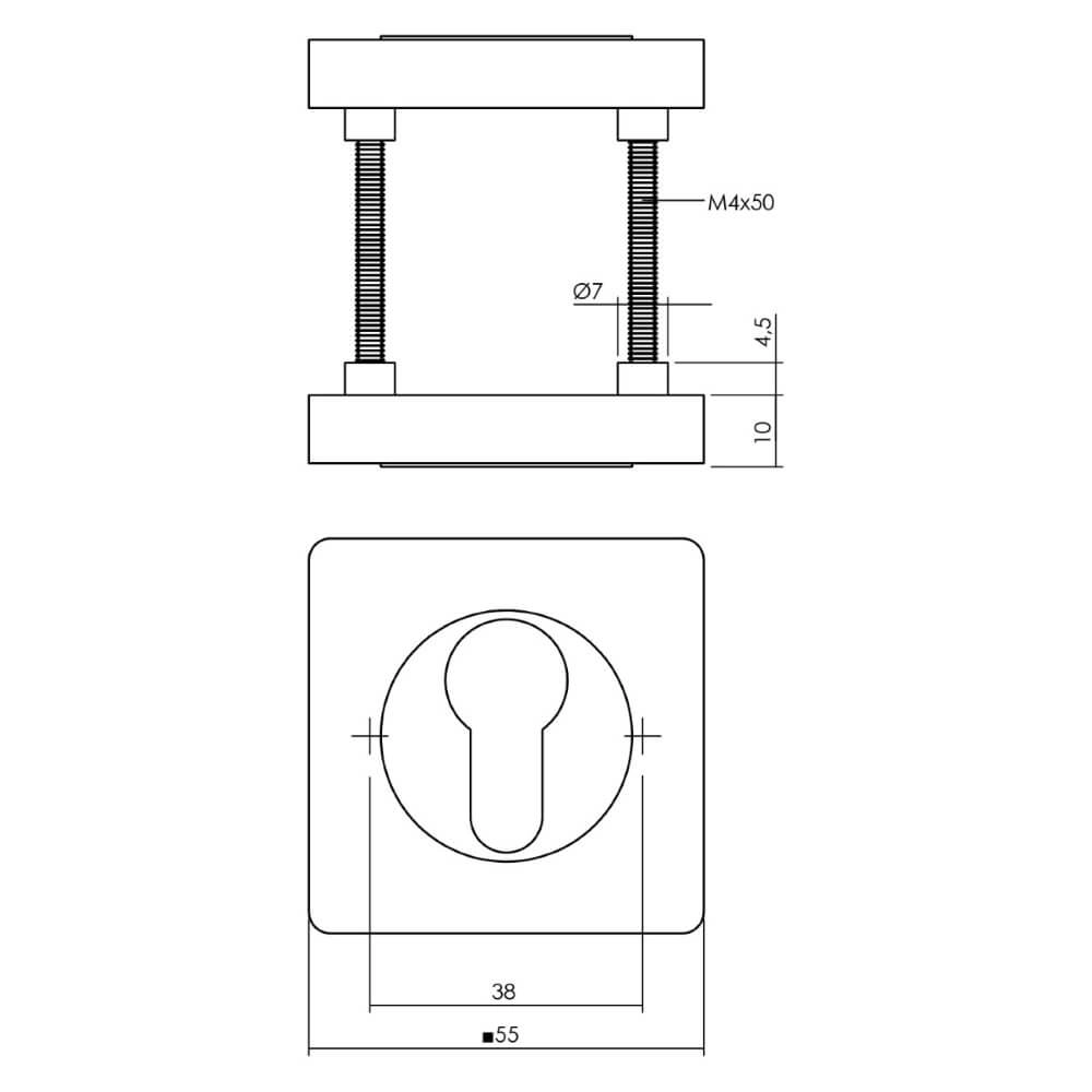 Rosace cylindrique Tira carré en laiton Intersteel 8714186557815