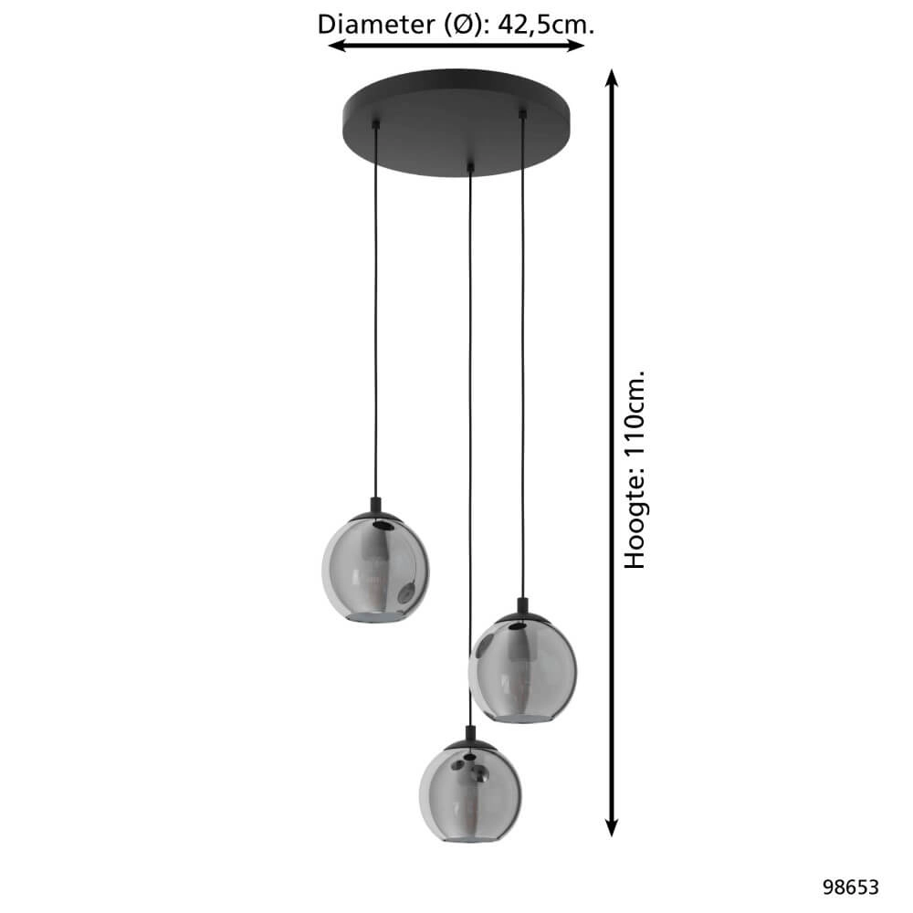 Lampe suspendue loft en verre Ariscani Ø 42,5 cm Eglo 9002759986537