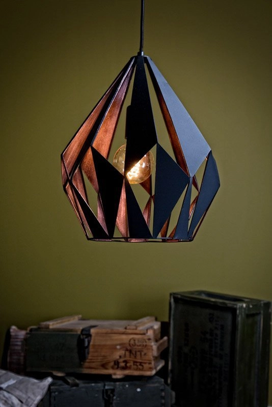 Lampe à suspension Carlton 1 31cm noir avec cuivre Eglo 9002759492540