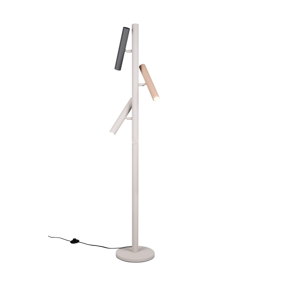 Lampe de pied Terloa Gris avec noir et brun moka
