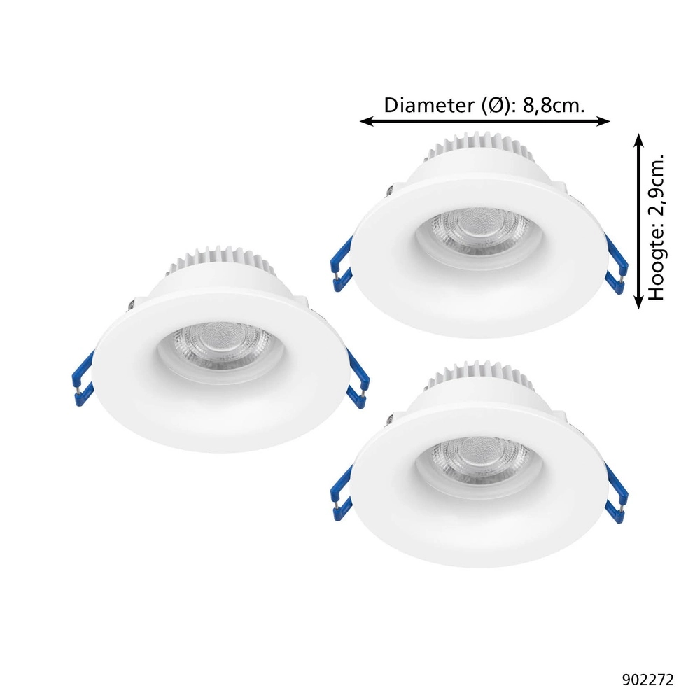 Lot de 3 spots encastrés Salabate blanc Ø 8.8cm IP65 Eglo 9008606358885