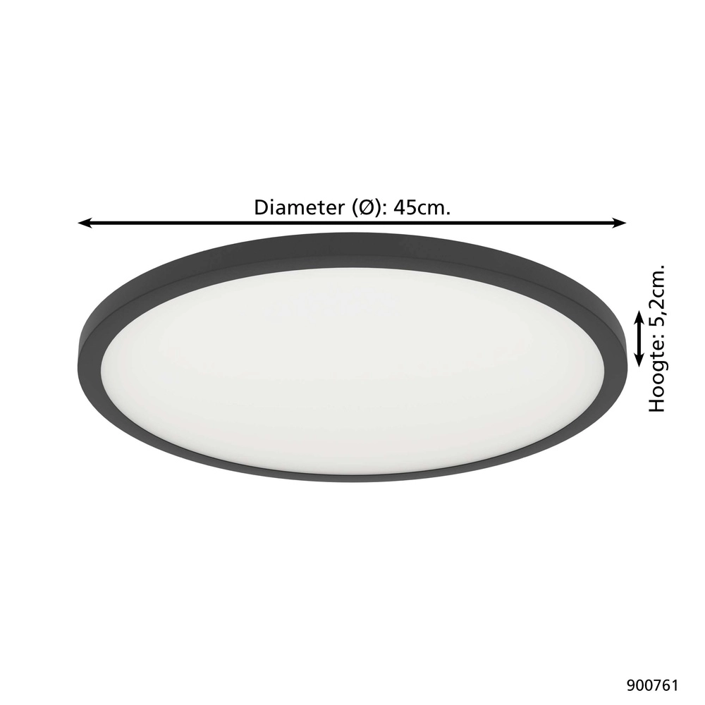 Lumière de plafond intelligente et fine Sarsina-Z Ø 45cm - noir Eglo 9008606264063