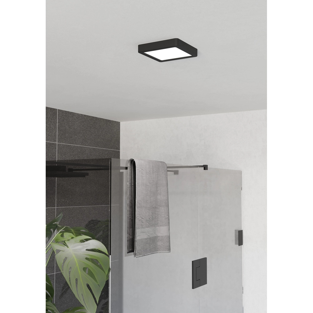 Lumière de plafond IP44 Fueva 6 Carré - Noir - 15x15cm Eglo 9008606330331