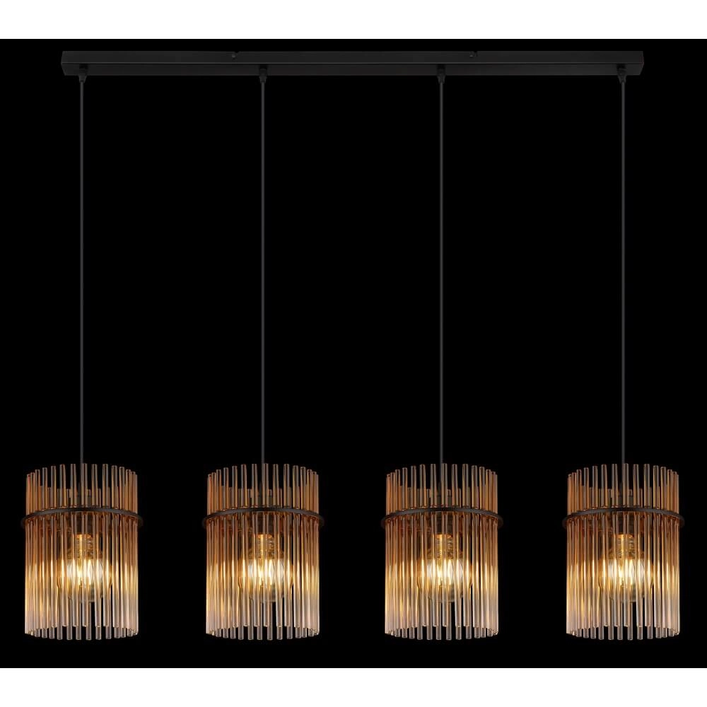 Suspension noire Gorley avec verre ambré 4 lumières Globo 9007371474998