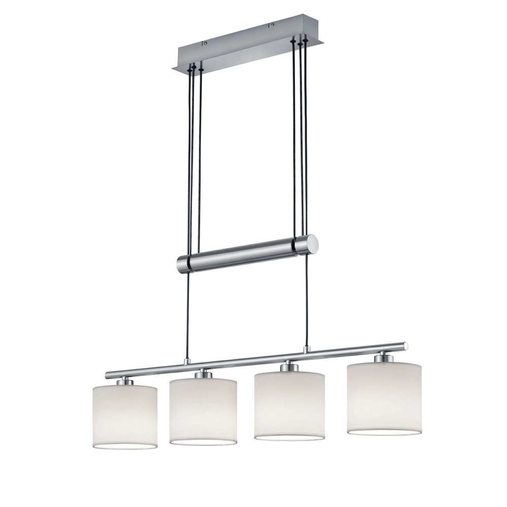 Lampe à suspension Garda 4 lumières nickel mat avec blanc