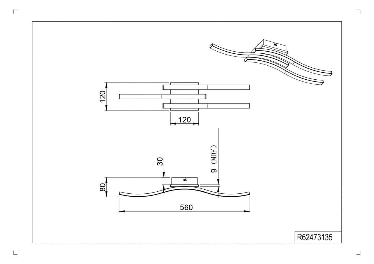 Plafonnier Route rectangulaire Trio 4017807561135