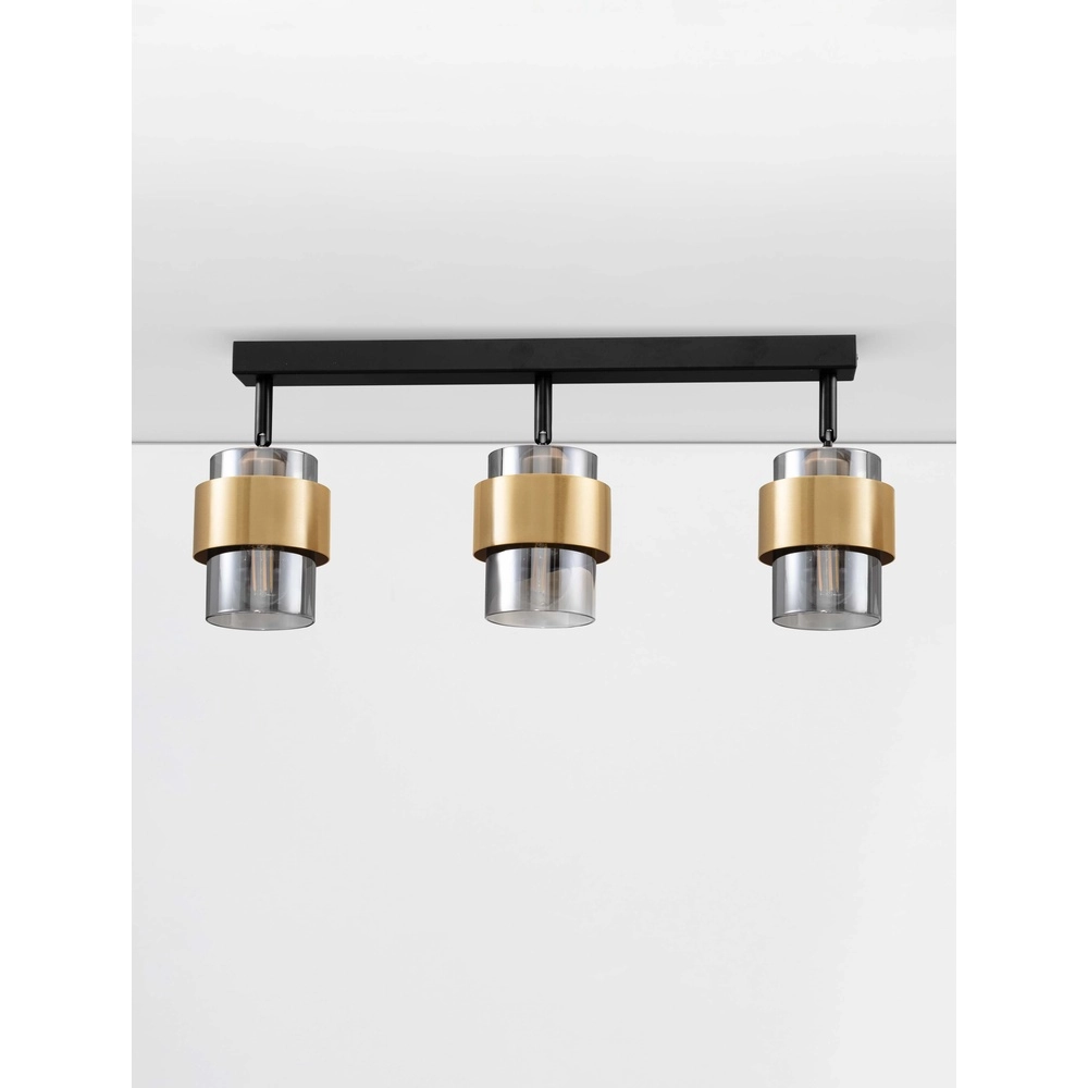 Plafonnier Sianna 3 lumières noir avec or Lyora 5212017452610