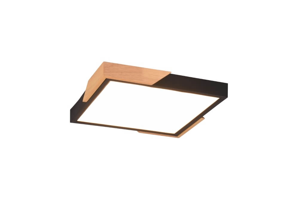 Plafonnier LED noir Meta avec du bois Trio 4017807541380
