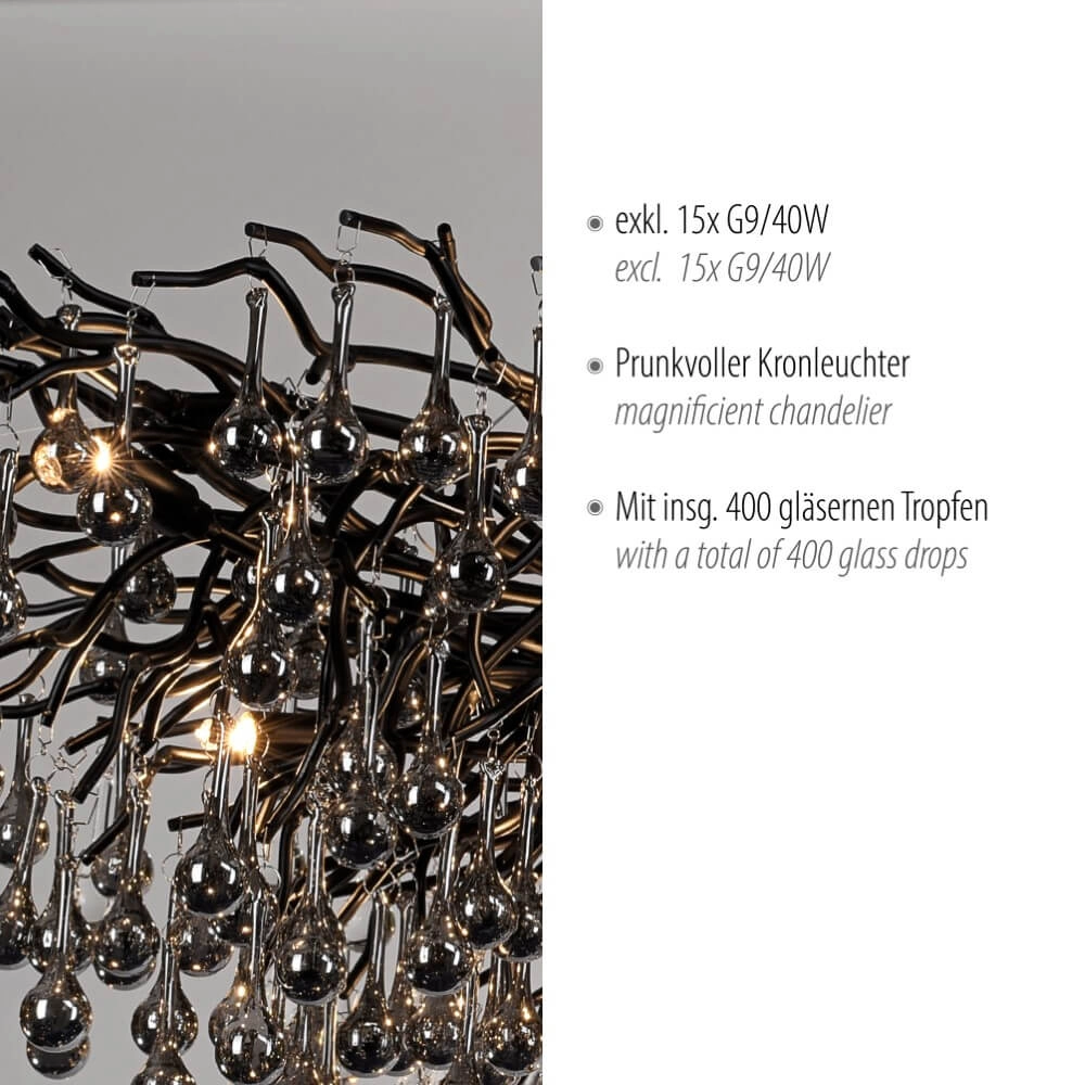 Grand lustre Icicle noir Paul Neuhaus 4012248377543