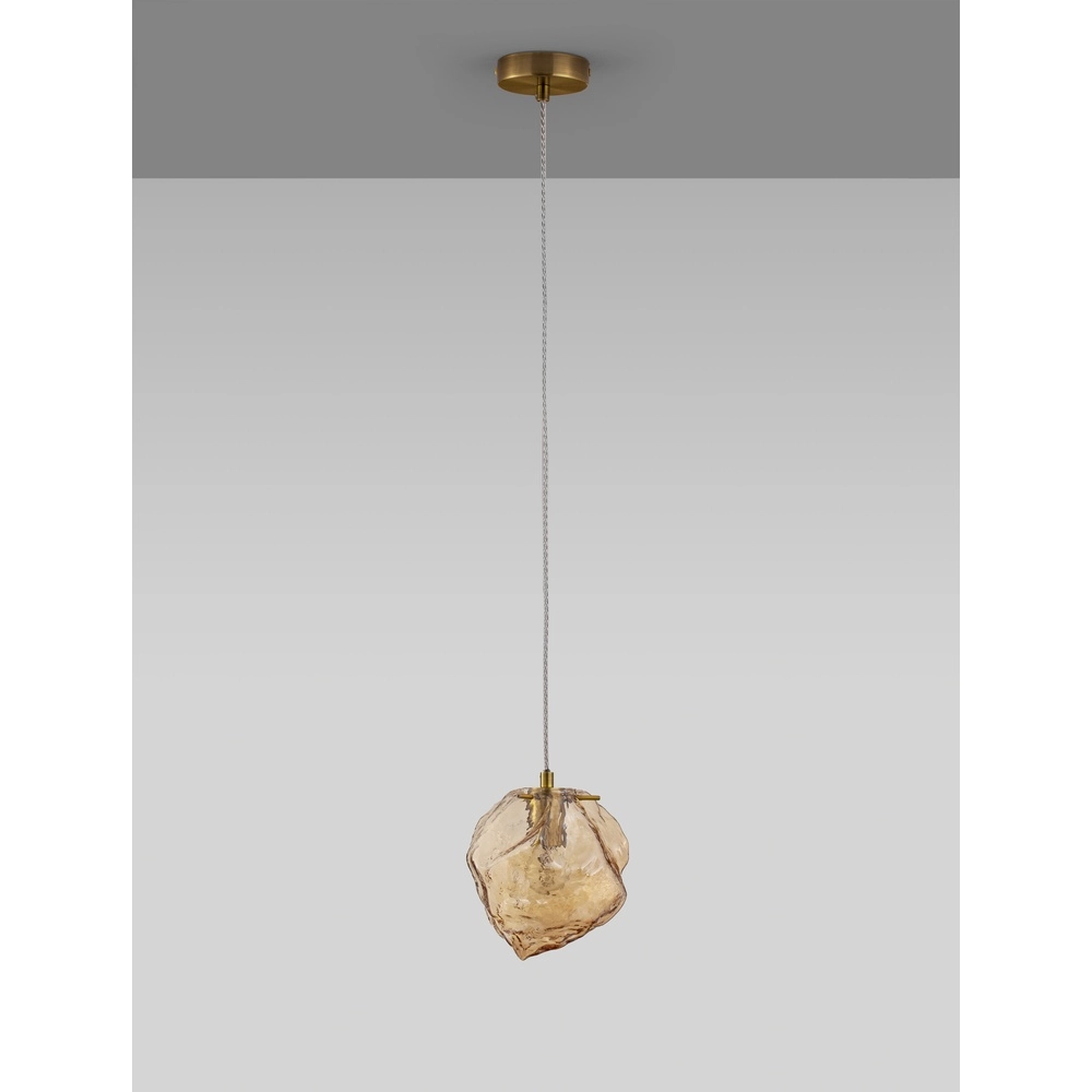 Suspension Odelle Or avec verre ambré Lyora 5212017434388